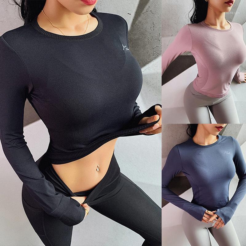 

Vertvie Long Sleeve Seamless Fitness Tops Women Breathable Sports Shirt Stretch Quick Dry Yoga Top Solid Female Workout T-shirt1, Purple