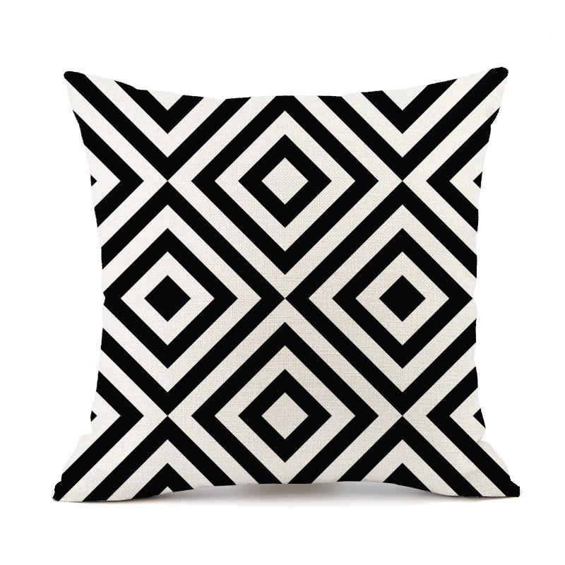 

Nordic Simple Black and White Shading Geometric Striped Plaid Printed Linen Pillow Cushion Sofa DDD44, 13