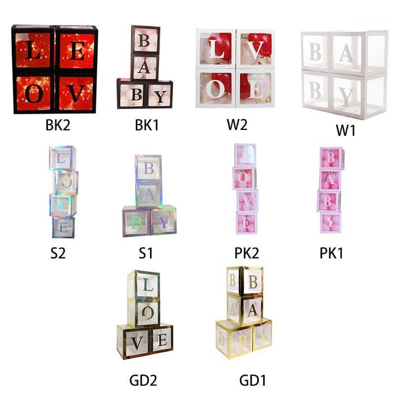 

Gift Wrap DIY Transparent Box Latex Balloon BABY LOVE Block For Shower Wedding Decor 667B