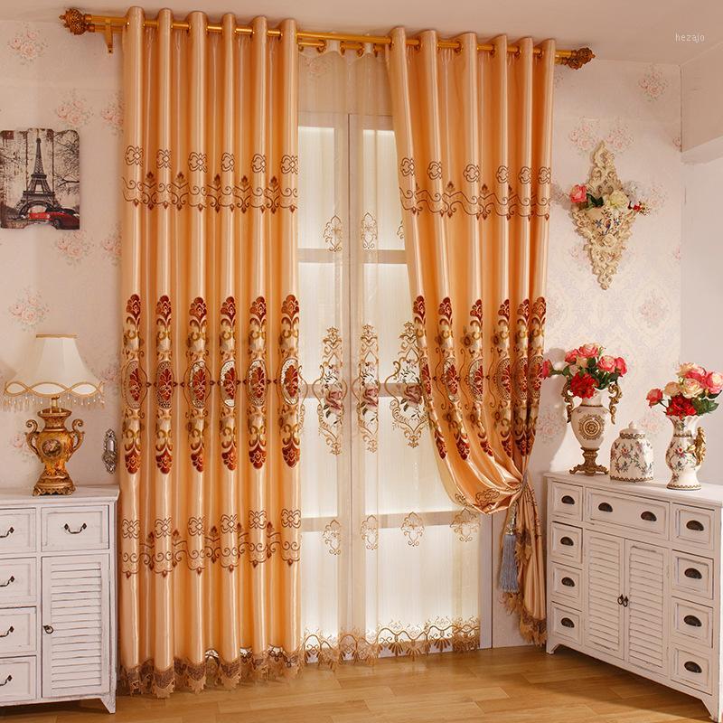 

European Schneider Embroidery Shade Curtains for Living Dining Room Bedroom.1, Yellow