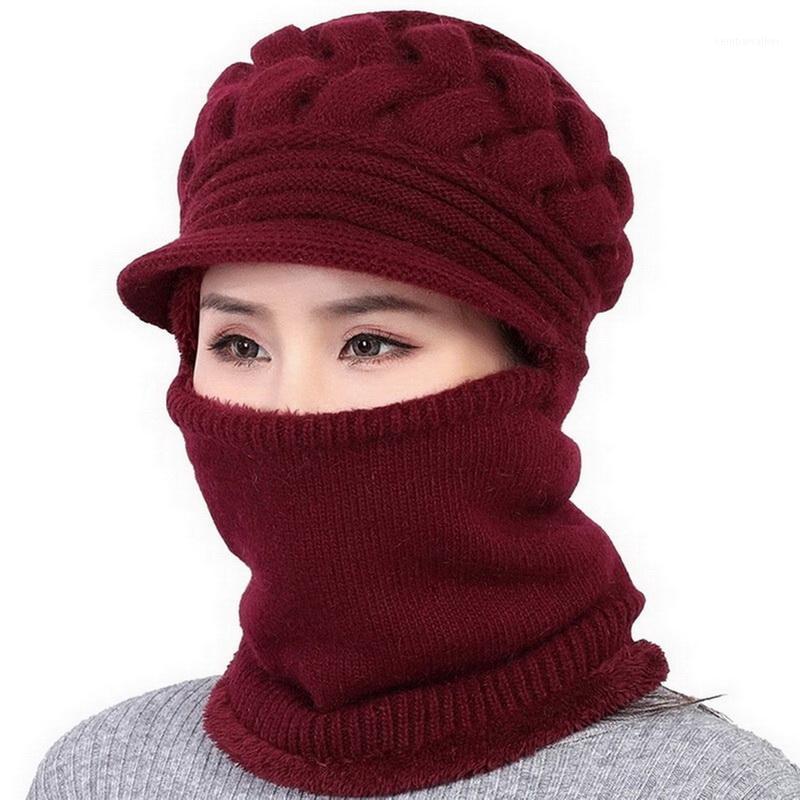 

Beanie/Skull Caps 2021 Female Neck Warmer Autumn Winter Beanies Hats Mask Women Hat Knitted Scarf Set Beanie Ski Woman1, Color 7