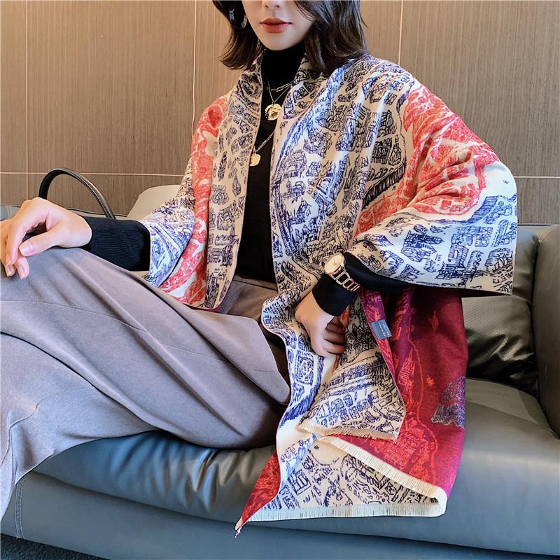 

Fashion Winter Scarf Women Cashmere Warm Foulards Lady Luxury Horse Scarves Thick Soft Bufanda Shawls Wraps 2021 New
