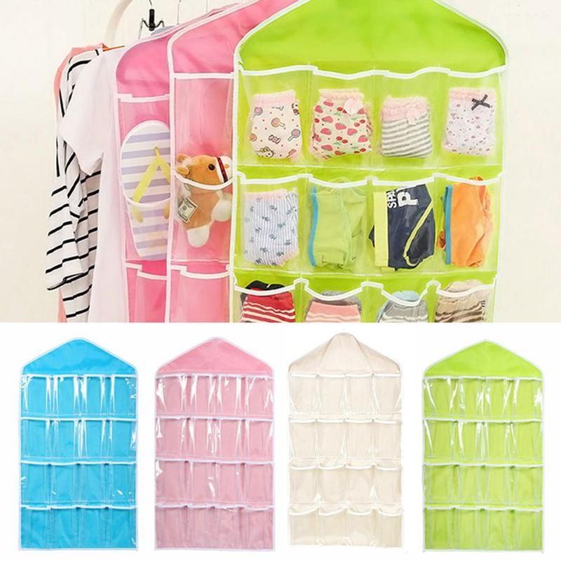 

2021 New Socks Dustproof Hanging Bag Wall-mounted Clothes Classification Bag Home Wardrobe Behind Door Underwear Organizer