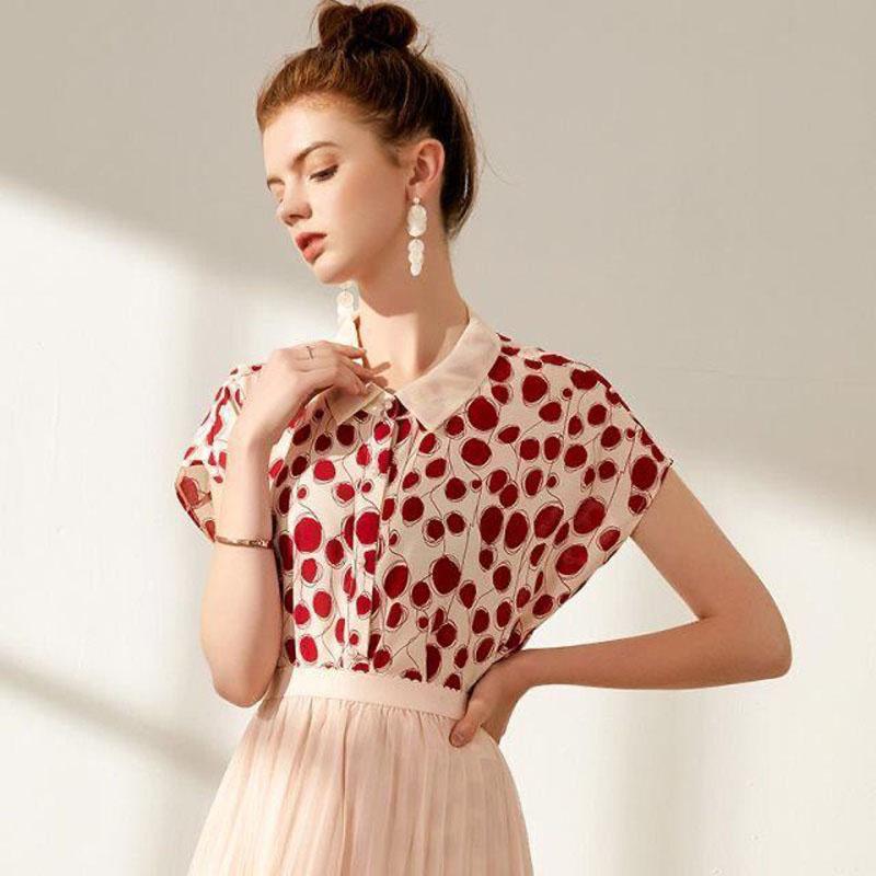 

Womens printing Tops and Blouses Chiffon Women Shirts Women Blouses Short Sleeve White Plus Size Blusas Femininas Elegante, Gold