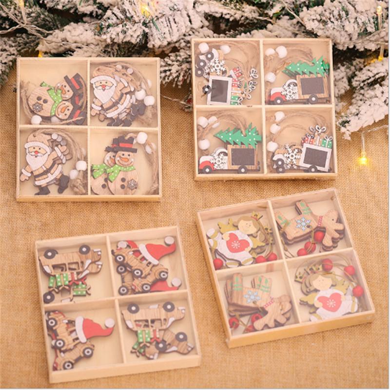 

Christmas Gift 12pcs/box New Year Decoration 2021 Wooden Pendant Santa Claus Christmas Decoration Navidad 2020 Natale Noel1