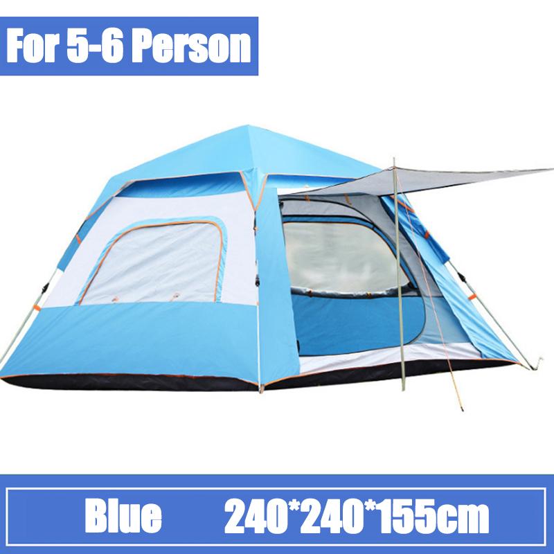 

5-6 Person Automatic Big Camping Tent with 2 Door Anti-UV Waterproof Camp Tent Big Space Outdoor