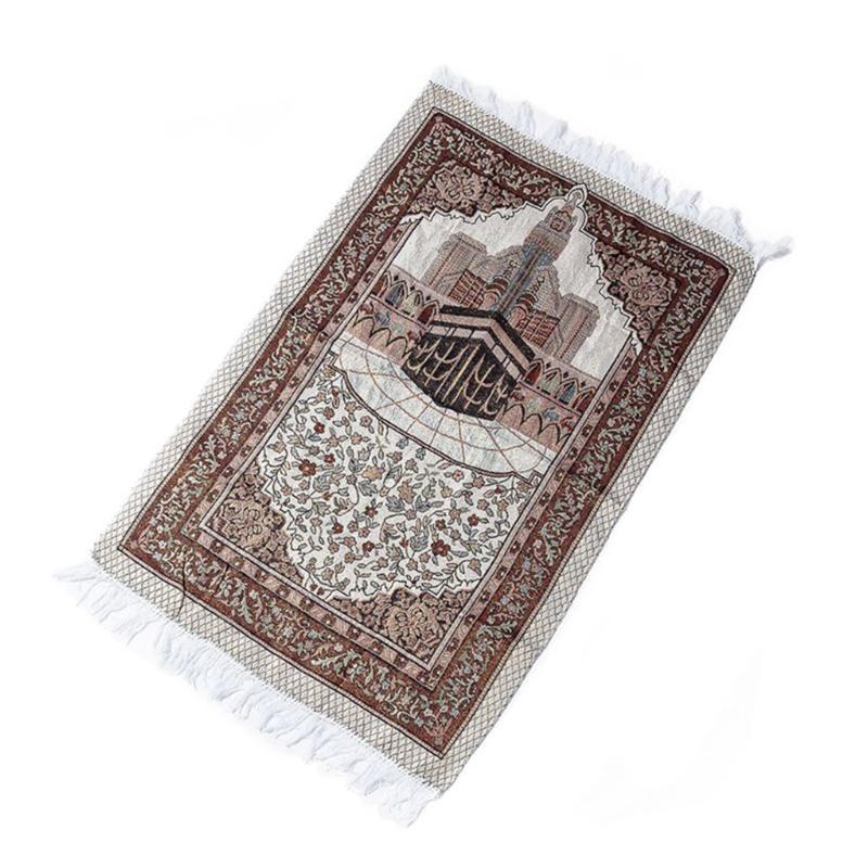 

Muslim Prayer Rug Portable Polyester Braided Print Mat Waterproof Blanket X4YE
