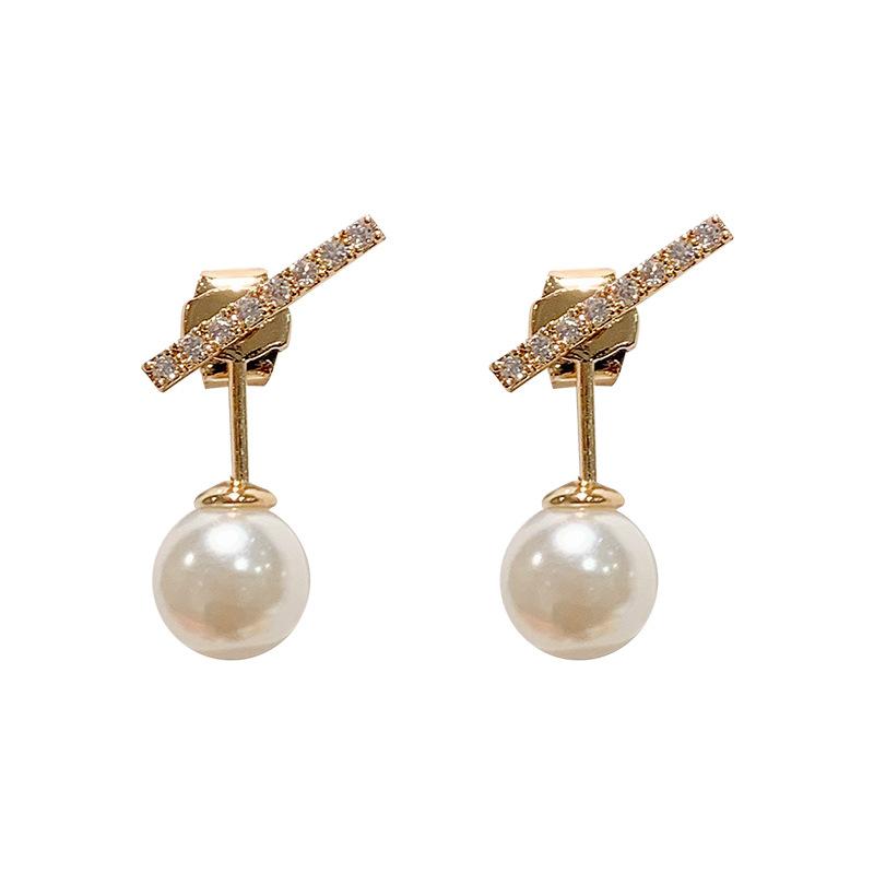 

Dongdaemun, South Korea, small simple rhinestone pearl earrings, wild temperament earrings, girl earrings