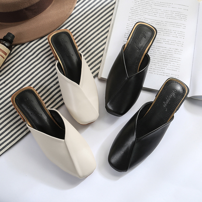 

2021 New Muller Women's Shoes Fall Version of Wild Square Head Retro Toe Drag Thick Heels Sandals Bmig, Beige(high 3.0cm)
