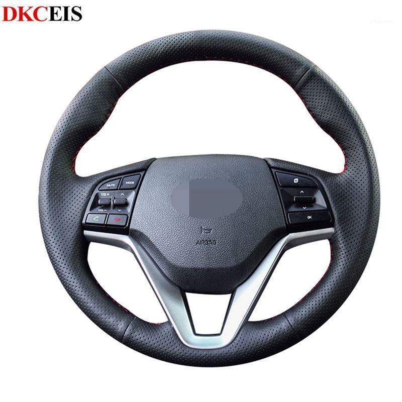 

Hand-stitched Black Soft PU Leather Artificial Leather Car Steering Wheel Cover for Tucson 3 2020 20201