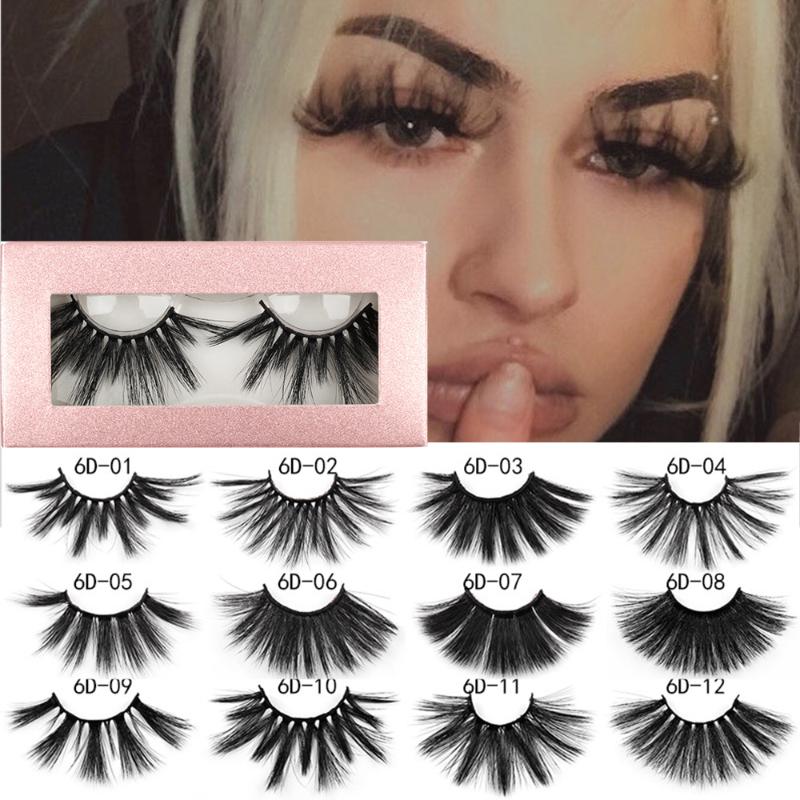 

1 Pair 25mm False Eyelashes 100% Mink Hair False Eyelashes Dramtic Thick Wispies Fluffy Extension Eye Makeup Tools