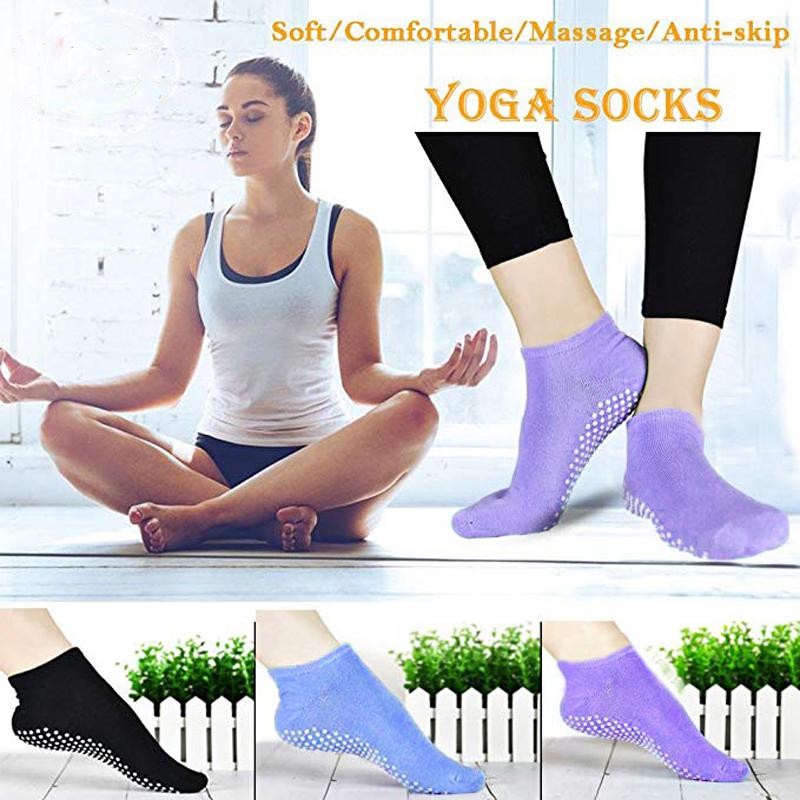 

6 Pairs/lot Yoga Socks Fitness Pilates Ballet Cotton Anti Slip Breathable Workout Socks Colorful Damping Dance Ballet, Black