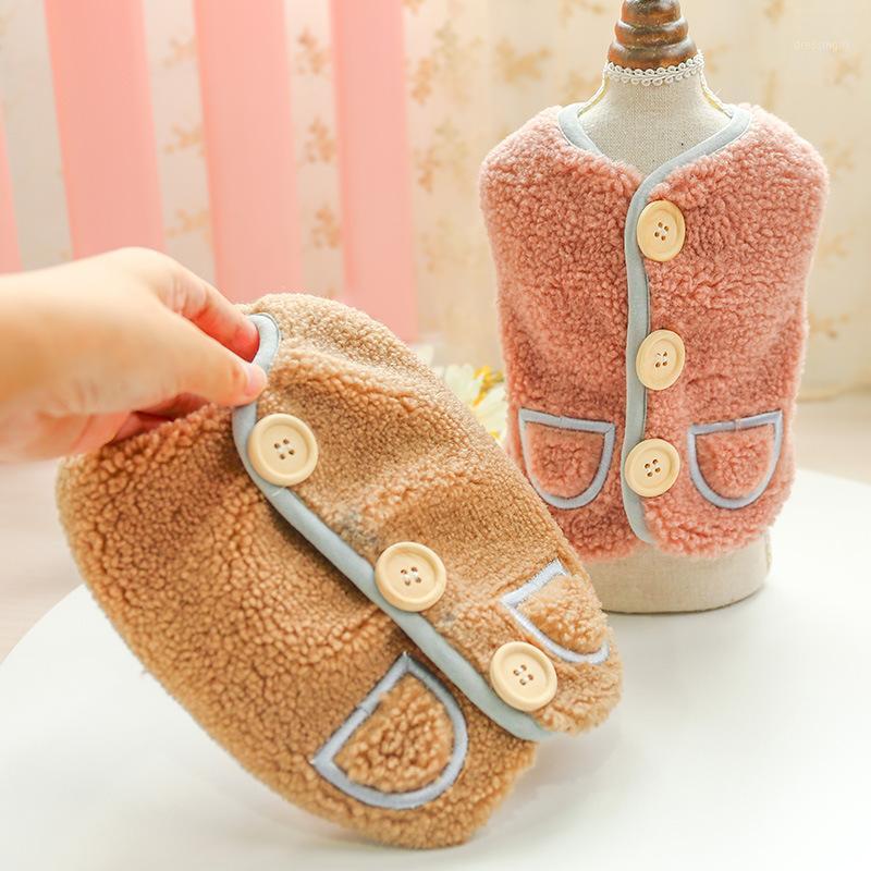 

Fashion Dog Waistcoat Warm Pet Vest Pocket Wooden Buckle Doggie Clothes Winter Puppy Coat Comfortable Apparel For Little Dog1, Pink