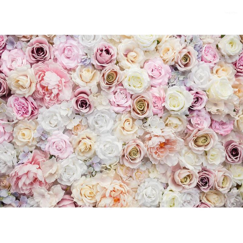 

White Pink Flowers Photography Backdrop Vinyl Cloth Studio Background for Children Baby Lovers Portrait Photoshoot Fond Photo1