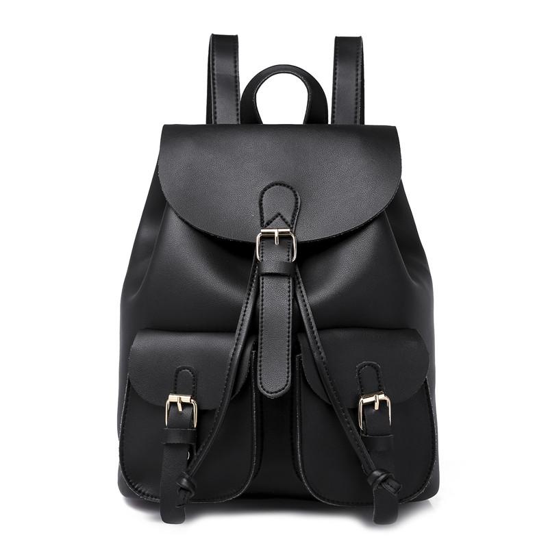 

New 2020 Women Backpack Female Travel Mochila waterproof soft PU Leather Rucksack school bag For Teenager Girls, Black