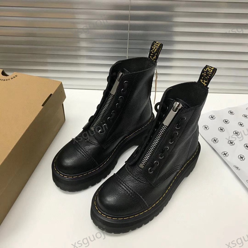 

2021 new Lucyever Womens Autumn Winter Ankle Boots Lace Up Flat Heels Cotton Padded Platform Shoes Woman Leather Military Botas Muje