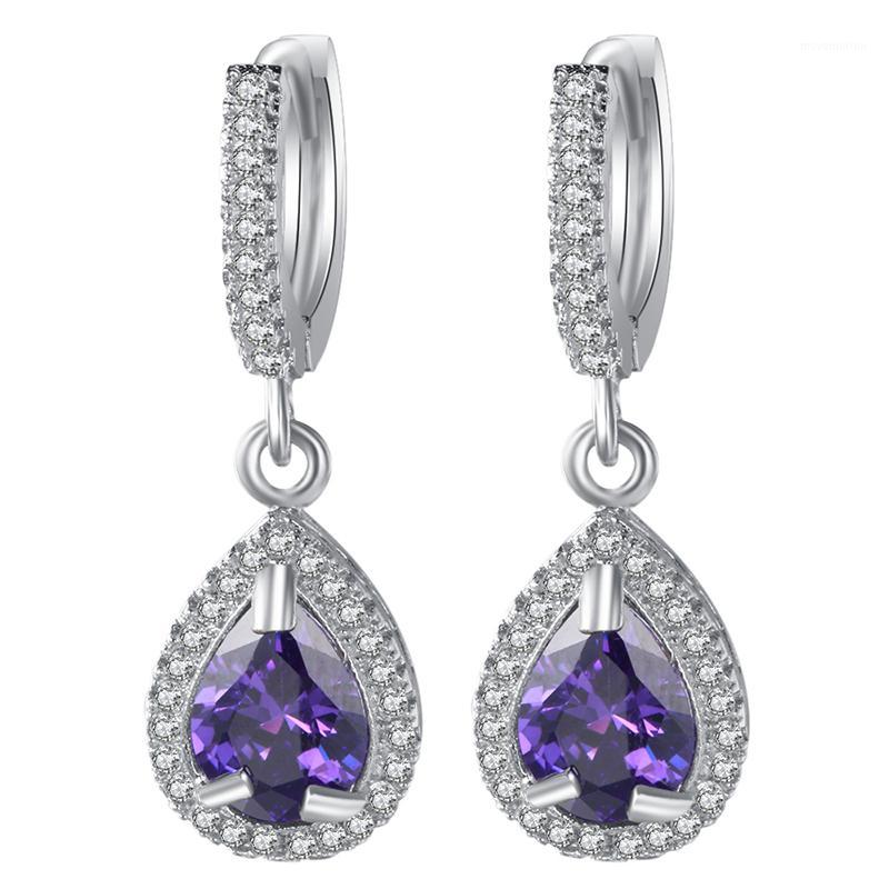 

Fashion Lady Water Drop Earring Classic Purple Stone Drop - Shaped Dangle Earrings Jewelry for Women Party Best Gift1