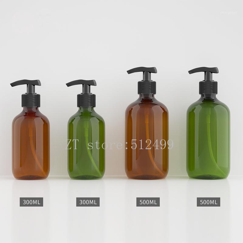 

300/500ml 20pcs Empty Brown/Dark Green Lotion Pump Bottle, Pressed Cosmetic Emulsion/Skin Care/Cream Container, Shampoo Package1