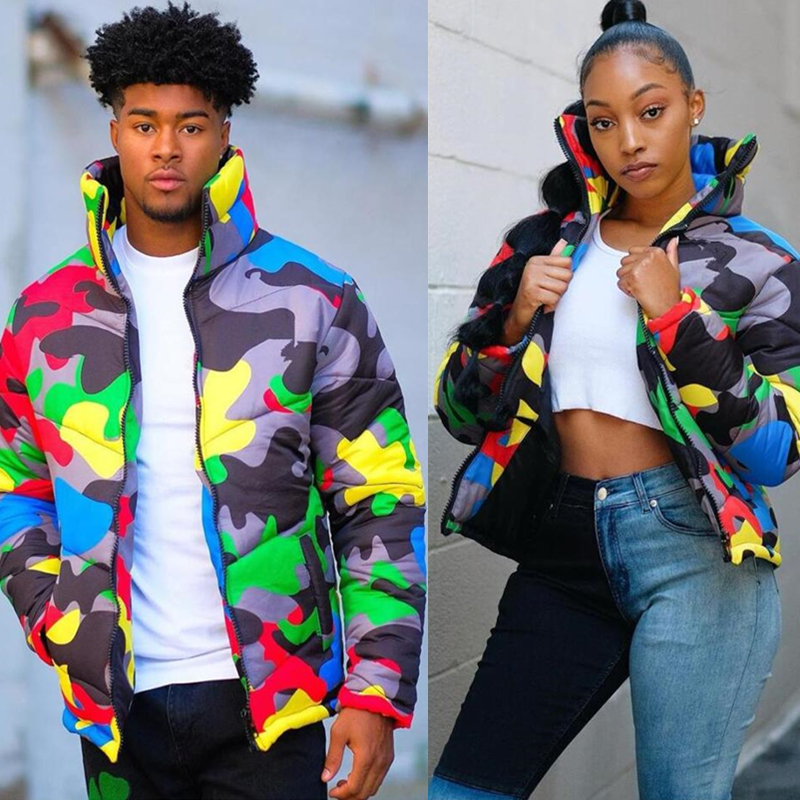 

2021 New Camouflage Female Jacket Bubble Cropped Jacket, Pattern, Plus Size, for Winter, -4xl Rymj