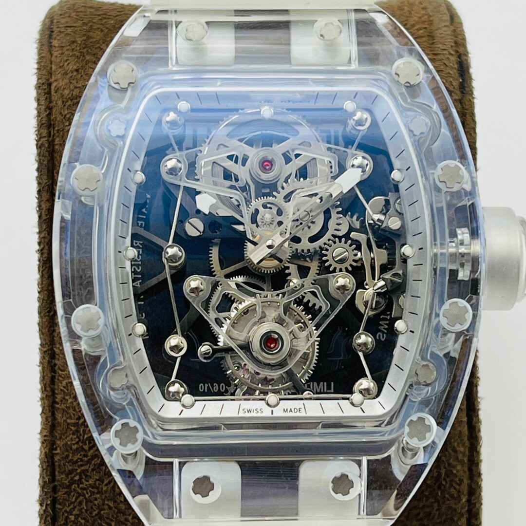 

JB top class artefact watch RM056 snow coloured glass most explosive wrist EUR Tourbillon movement watchcase made by Swiss standa, As shown