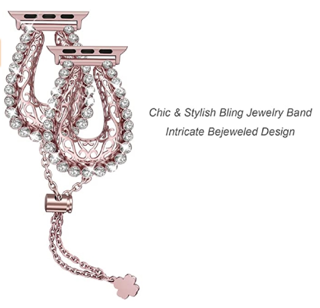 

luxury rhinestone watch band Stainless steel diamond metal strap Compatible with Apple watch