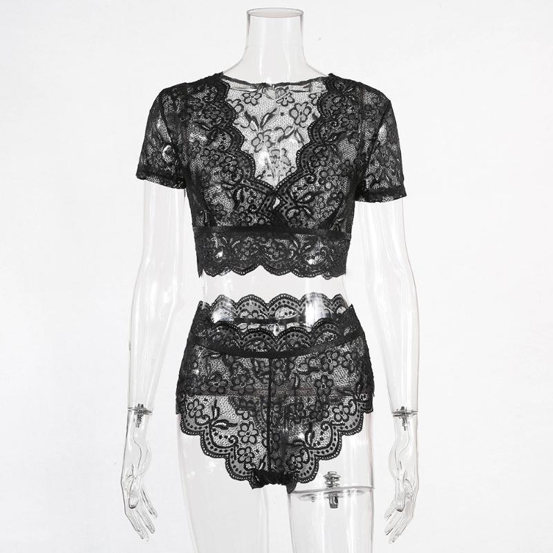 

2021 New Sexy Lace Floral Lingerie Set Women Underwear Plus Size Mesh Transparent Thin Bra Brief Set Summer Sleepwear XXL1, Black w418