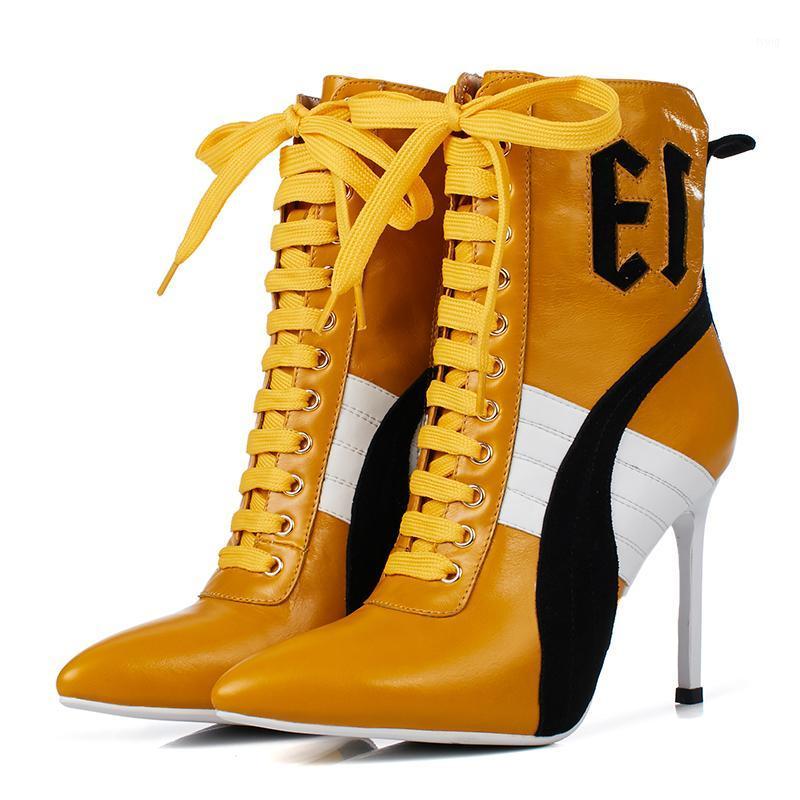 

Original Intention Women Ankle Boots Zipper Pointed Toe Thin High Heels Boots Genuine Leather Mixed Colors Woman Size 3-10.5.1, Ef1952 white