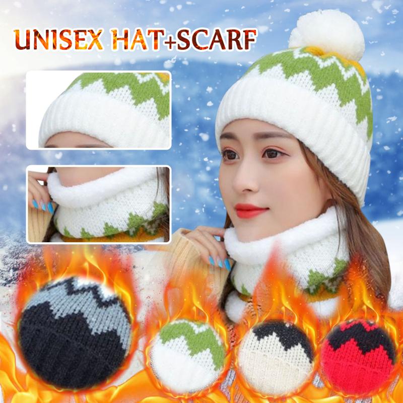 

Women's Winter Beanie Caps Knitted Hat Scarf Caps Neck Warmer Winter Hats Fashion Skullies Beanies Cycling Warm Hats For Women, White