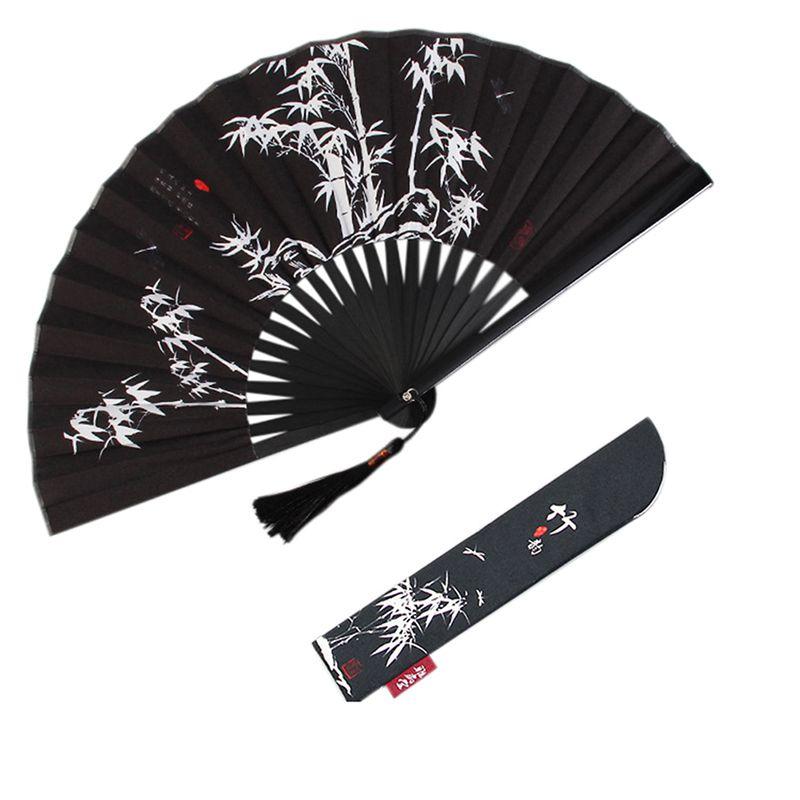 

Pattern Chinese Style Hand Held Fan With Tassels Silk Bamboo Folding Fans Church Wedding Gift Vintage Home Decor Gift