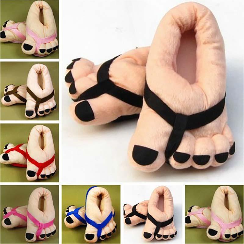 

2020 Winter Slippers Women Home Shoes Warm Soft Floor Slippers Funny Bigfoot Cosplay Cover Heel Plush Shoes Cartoon Toe Lovers1, Blue