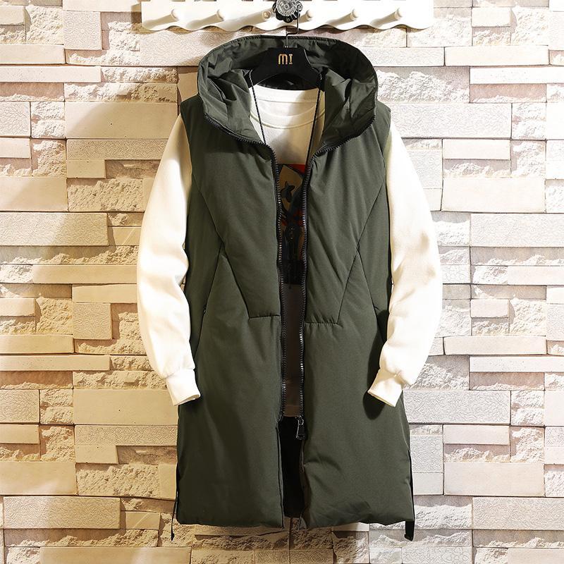 

New Autumn Winter Hooded Long Vest Men Outerwear & Coats Lovers Couple Waistcoats Men' Casual Vests Sleeveless Plus Size 3XL1, Black waistcoat men