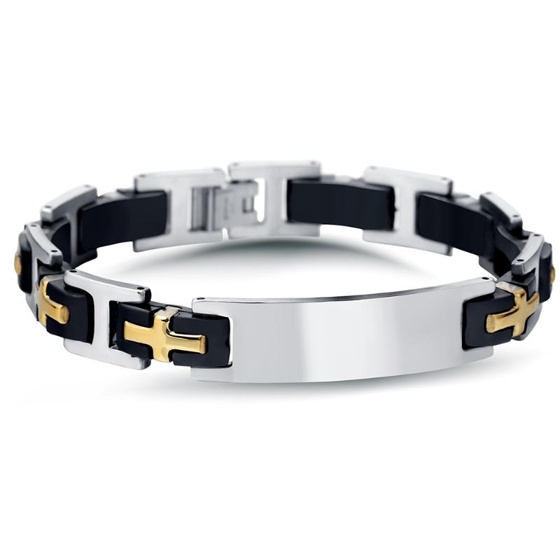 

Personality Stainless Steel Silicone Cross Bracelets Men Jewelry Accessories For Best Friends Wristband