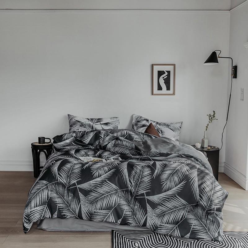 

100%Egyptian Cotton Duvet Cover King Queen  3/4Pcs White Gray Bedding Duvet Cover Bed sheet Pillowcase for Woman Man Kids, Color 2