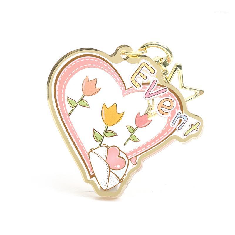 

Anime Keychain accessories gold edging custom printing charms acrylic designer heart keychain for bags women gift1