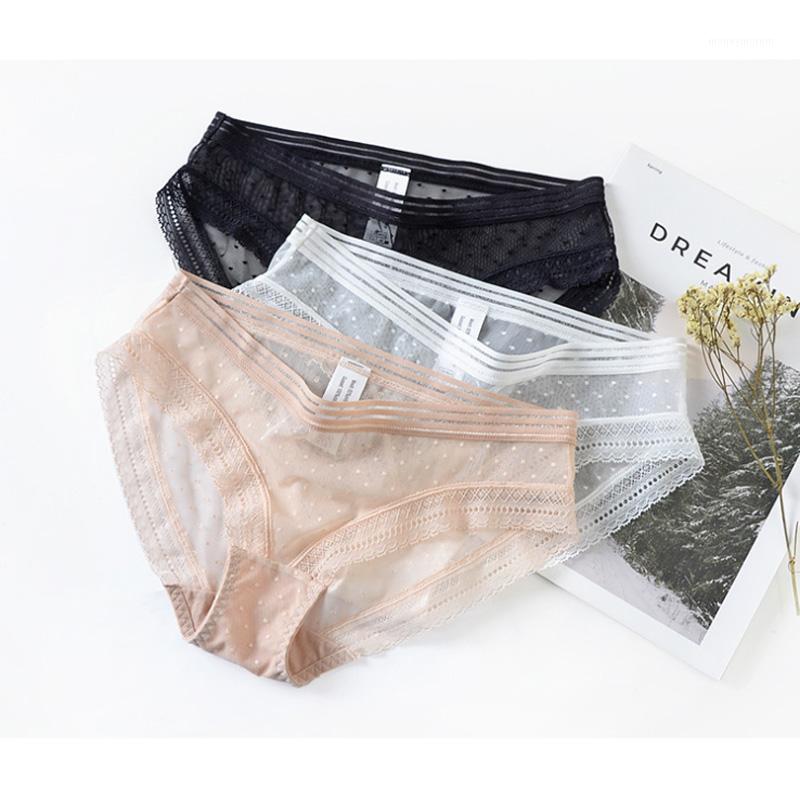 

Sexy dentelle culotte taille basse culotte femmes sous-vêtements doux respirant slips maille mode pour dame Bikini mince Transpa1, Black
