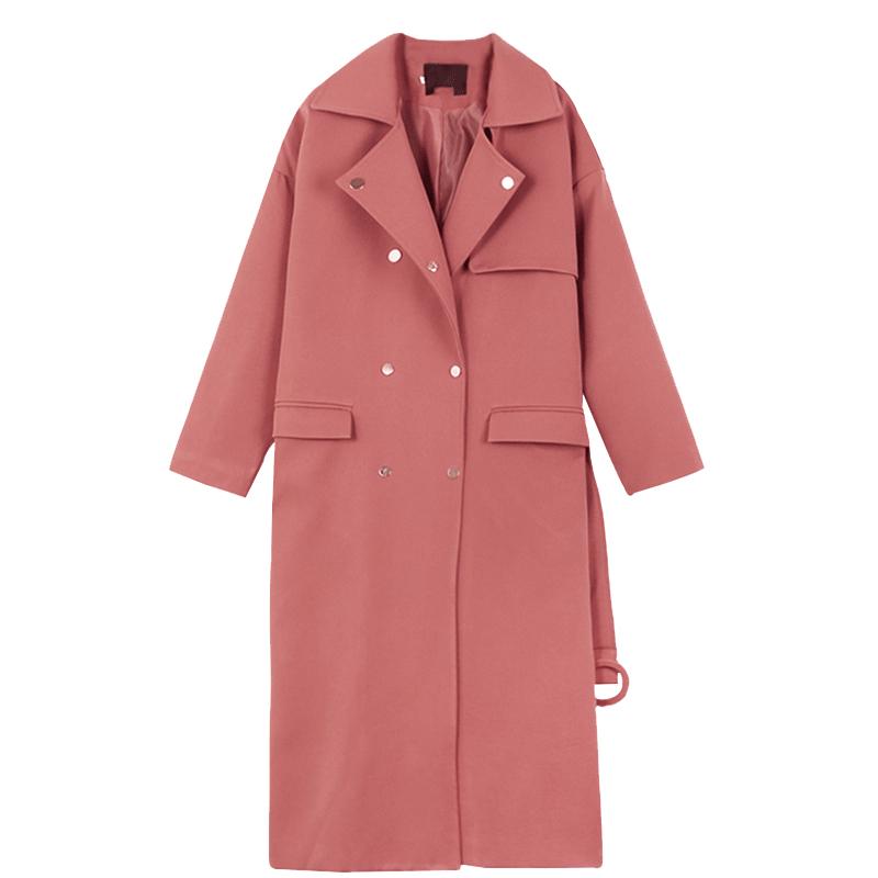 

Fashion 2020 Spring Autumn Casual Double breasted Simple Classic Long Trench coat with belt Chic Female windbreaker, Qiao tang se