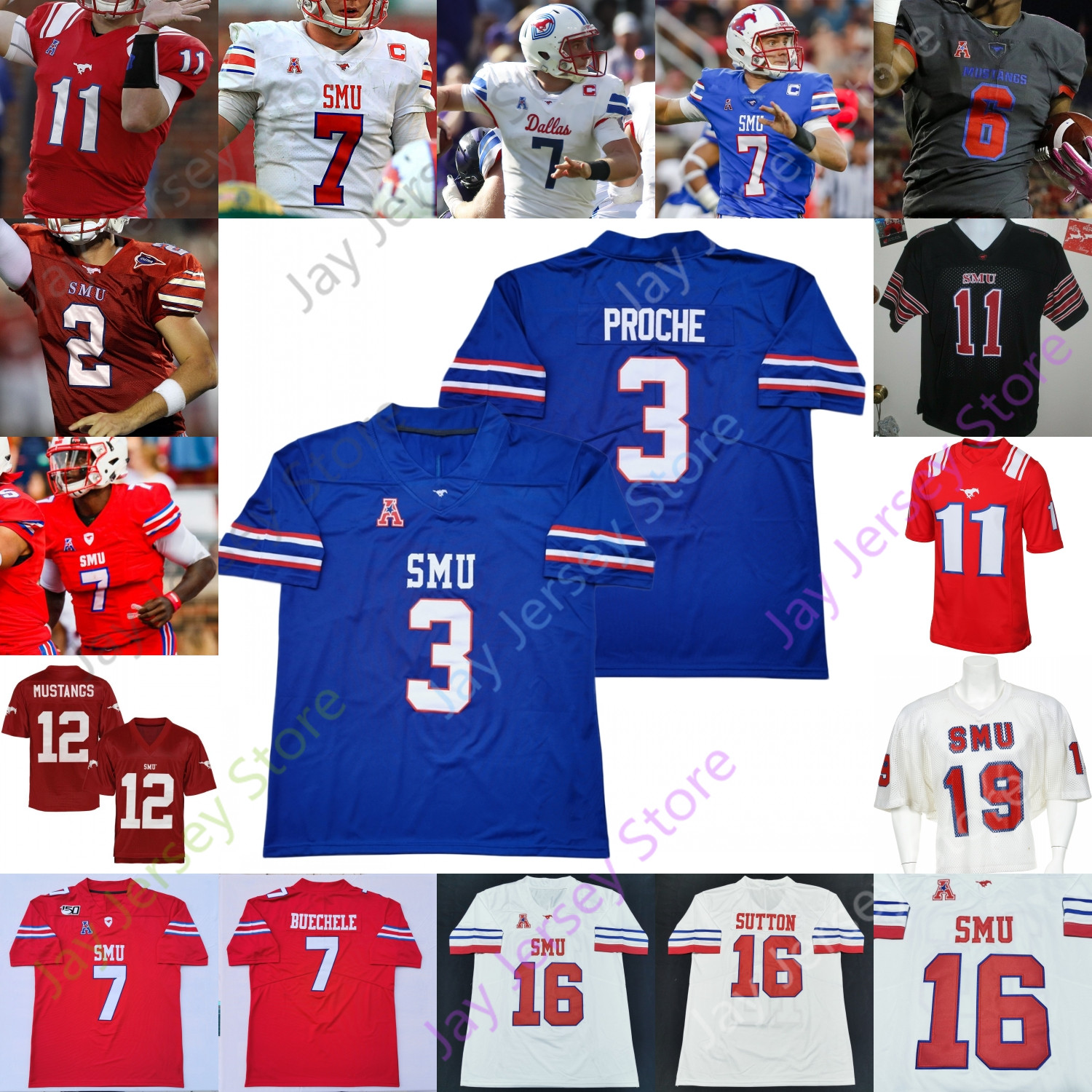 

SMU Mustangs Football Jersey NCAA College James Proche Patrick Nelson Delontae Scott Demerick Gary Freeman McDaniel Granson Gailliard Coxe, Blue