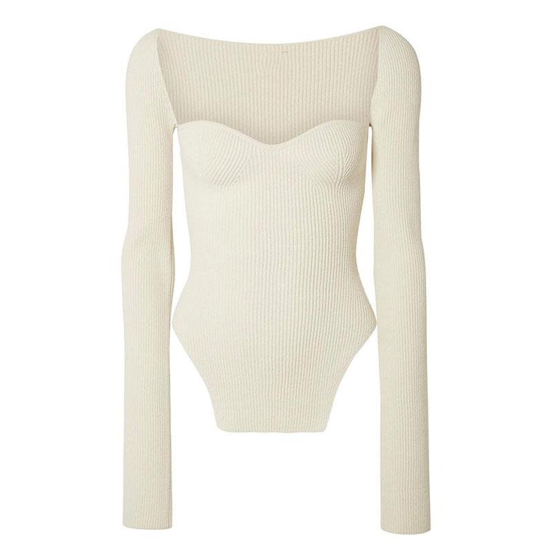 

SeeBeautiful Thick Knitted Sweater Pullovers Sexy Big Square Collar Long Sleve New Fashion 2020 Autumn Winter Women M383, Black