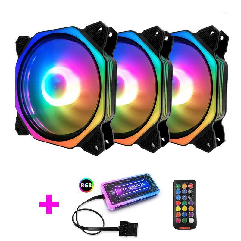 

COOLMOON MOFANG2 Computer Case PC Cooling Fan RGB Adjust 120mm Quiet + IR Remote New Computer Cooler RGB CPU Case Fan Three In O1