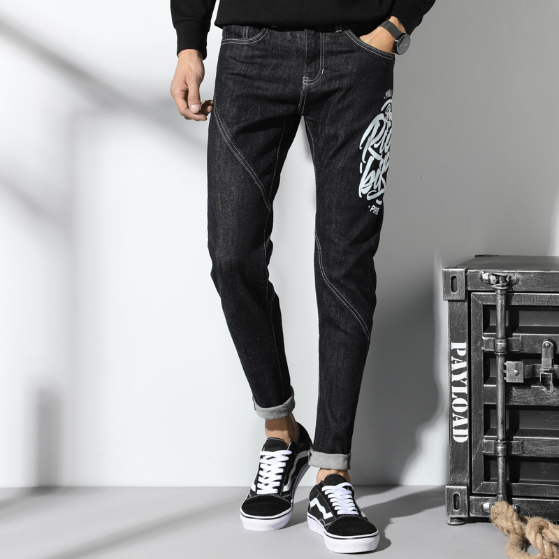 

2021 Men's New Black Brem Embroidered Breech Breeches Elastic Thin Hip Pants Streetwear Spring BFUO