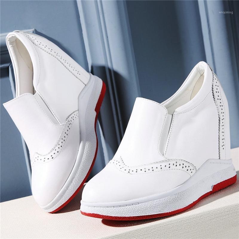 

Slip On Platform Oxfords Shoes Women Genuine Leather Wedges High Heel Ankle Boots Female Round Toe Fashion Sneakers Casual Shoe1, Black