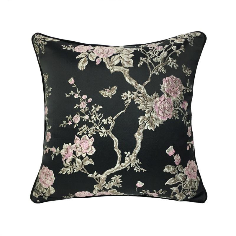 

Free Shipping Luxurious Black Light Pink Tree Leaves Woven Pipping Cushion Cover Decorative Throw Pillow Case 45x45cm 1pc/lot, Mixed color
