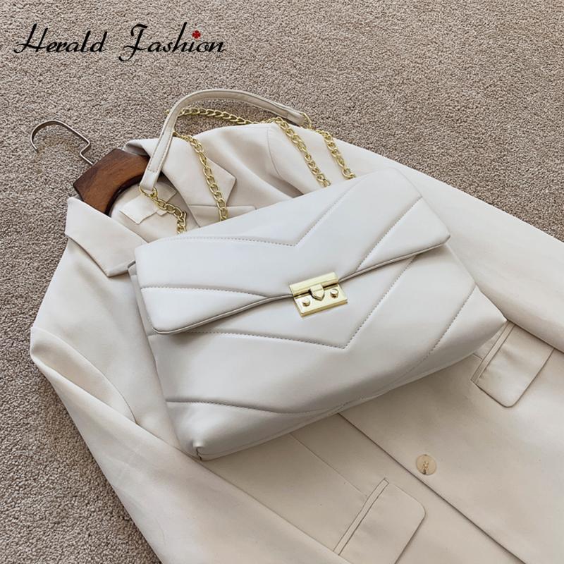 

Vintage Large Tote bag 2020 Fashion High quality PU Leather Women's Designer Handbag Solid Color Chain Shoulder Messenger Bag, Black