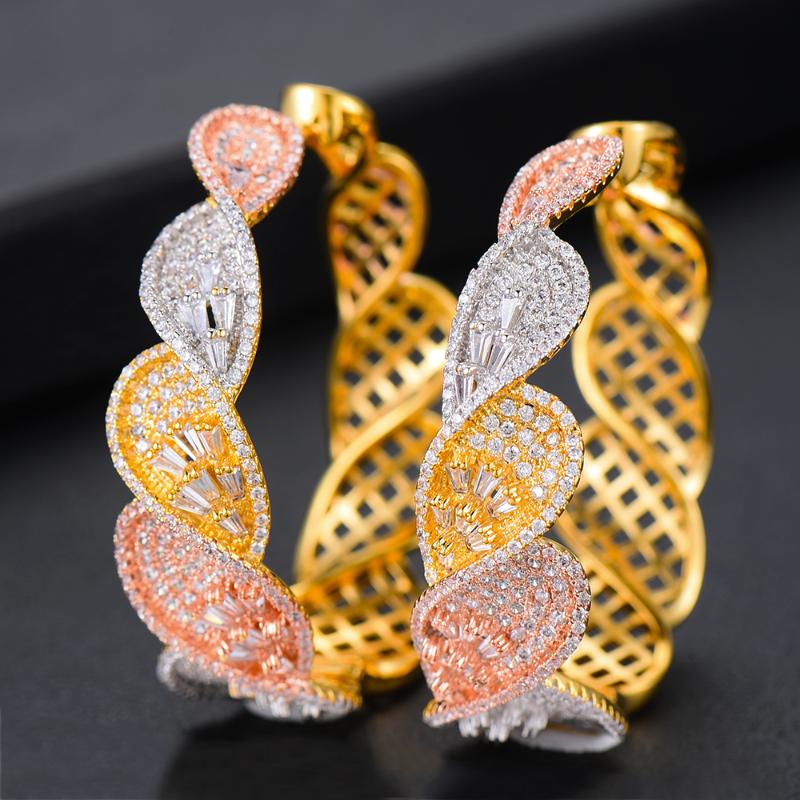

SISCATHY 2020 Trendy Cubic Zirconia Earrings Statement Hoop Earrings For Women Wedding DUBAI Jewelry Accessories
