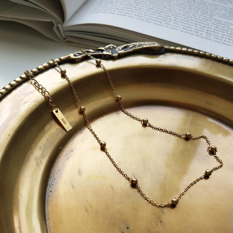 

2020 Fashion 925 Sterling Silver Small Round Bead Necklaces for Women Gold Color Round Bead Chokers Necklace Silver Jewelry1
