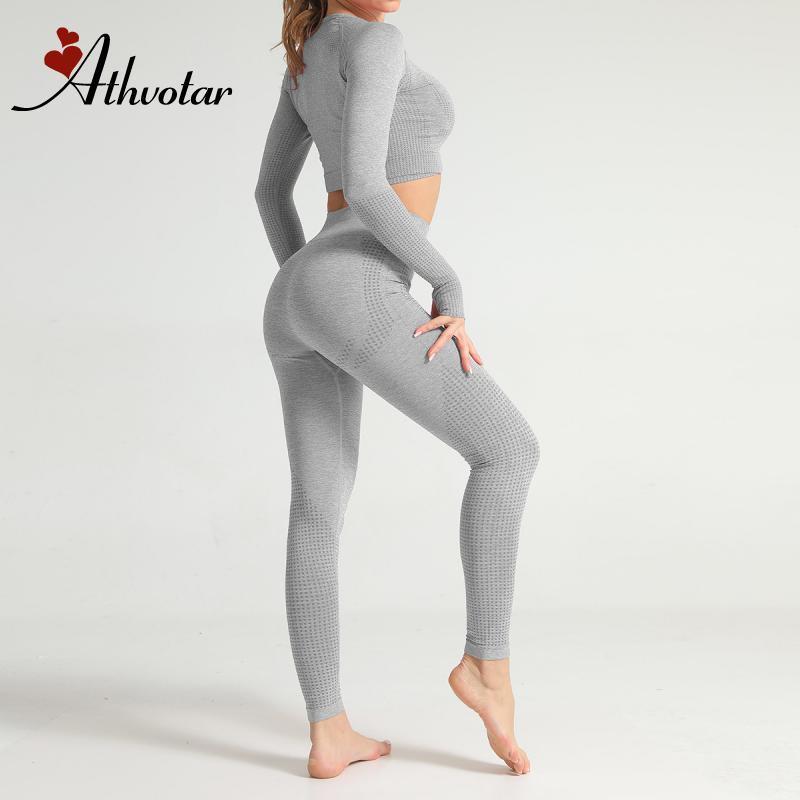 

ATHVOTAR 2021 Women 2 Piece Seamless Yoga Set Gym Set Seamless Top High Waist Leggings Sports Wear Running Clothes, Black pant