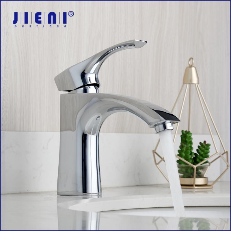 

JIENI Chrome Brass Bathtoom Basin Sink Mixer Tap Deck Mounted Solid Brass Wash Basin Mixer Faucet Simple Design