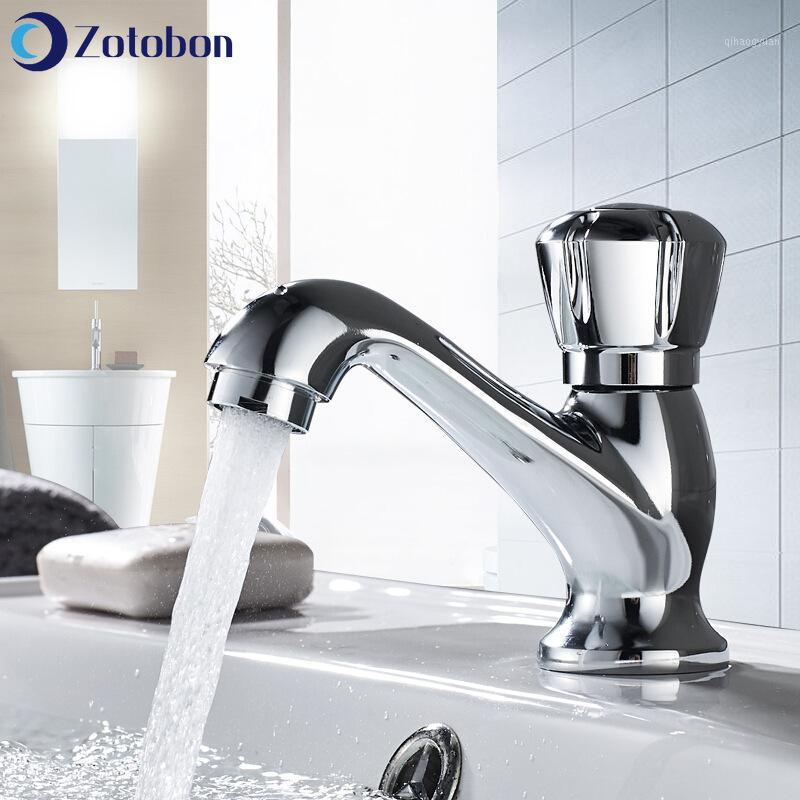 

ZOTOBON Bathroom Basin Faucets Kitchen Sink Faucet Desk Mounted Single Cold Waterfall Taps Brass Modern Washbasin Faucets M1811