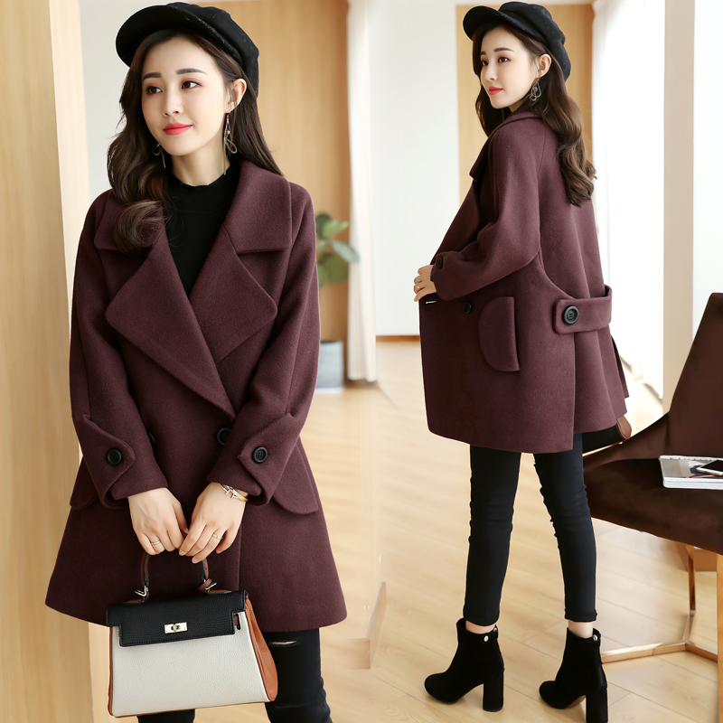 

quality 2020 High New autumn woolen coat the women of vintage mantle let loose Korean red ladies jackets long women's jacket HYN8