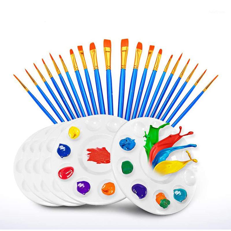 

20 Pcs Paint Pallet Brushes with 6Pcs Paint Trays for All Purpose Oil Watercolor Painting Artist Kits1